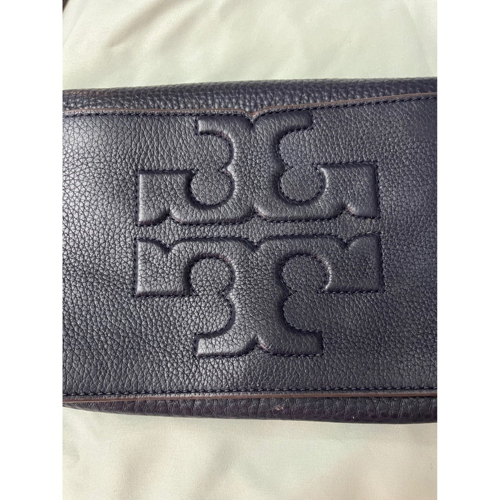 Tory Burch Britten Combo Crossbody Bag Navy Blue Pebbled Leather Luxury - Picture 2 of 8